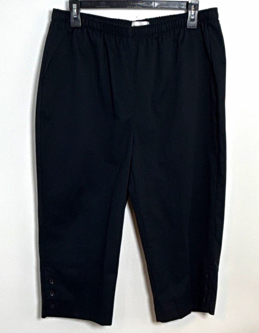 Draper's & Damon's Womens PL Black Capri Pants Pull On Elastic Waist Relaxed